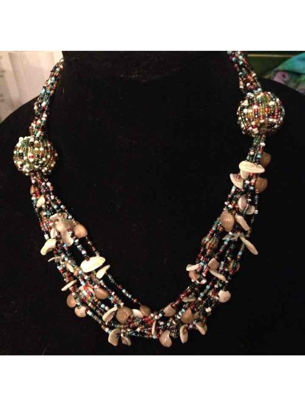 BOHO BEADS & SHELLS STATEMENT NECKLACE